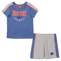 Boise State Infant Tee And Short Set With Contrast Stripe On Sleeve An
