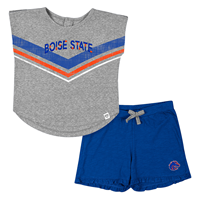 Image of Boise State Infant Girls Short And Tee Set With Puff Embd And Chevron