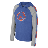 Image of Boise State Youth Ls Tee Hooded Wordmark Down Sleeve