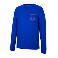 Image of BOISE STATE LS TEE WITH POCKET EMBRD LOGO SLUB COTTON -  royal