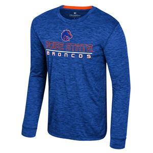 Boise State Ls Tee Center Logo Over Broncos