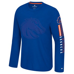 Boise State Long Sleeve T-Shirt - Logo and Sleeve Wordmark Royal Blue by Colosseum - main view