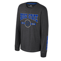 Boise State Youth Ls Tee Wordmark Over Circle Logo
