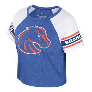 Boise State Women’s Crop Tee – Washed Logo (Gloria) by Colosseum