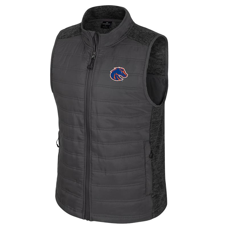Boise State Charcoal Vest - Puffer with Embroidered Bronco Head by Colosseum (SKU 13400460496) Boise State Charcoal Vest - Puffer with Embroidered Bronco Head by Colosseum - main view