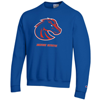 Image of BOISE STATE CREW BRONCO OVER WORDMARK -  royal