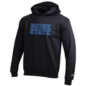 19- Boise State Youth Pullover Hoodie - Block Wordmark by Champion - black (SKU: 13449865524) 19- Boise State Youth Pullover Hoodie - Block Wordmark by Champion - black