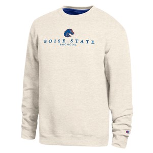Boise State Crewneck - Logo Over Wordmark Cream by Champion - main view