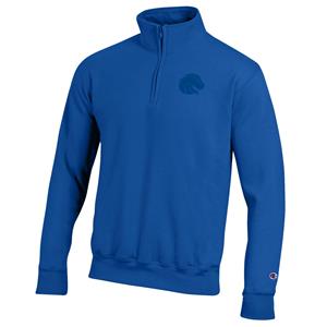 Image of BOISE STATE 1/4 ZIP FLEECE TONAL LOGO PATCH -  royal