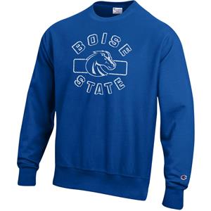 Image of Boise State Reverse Weave Crewneck — Logo Between Wordmark by Champion