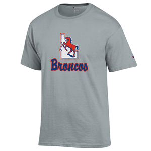 Image of BOISE STATE TEE IDAHO STATE BRONCO LOGO -  gray