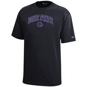 Boise State Youth T-Shirt - Arch Wordmark Over Logo Black by Champion - main view