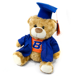 Image of Boise State Plush Bear Graduation B Logo-Royal Cap/Gown