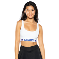 Image of BOISE STATE WOMEN SPORTS BRA BANDED BOTTOM WORDMARK -  white