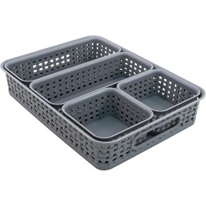 Advantus Plastic Weave Organizer Bins -  gray