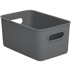 Superio Ribbed Collection Storage Bin, Dark Gray, 5L - main view