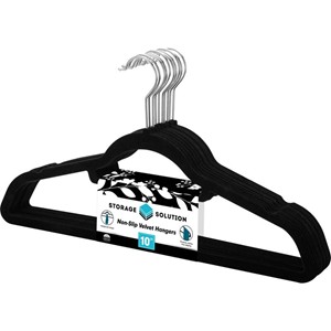 American Dream Non-Slip Velvet Hangers, Black, 10-Pack - main view