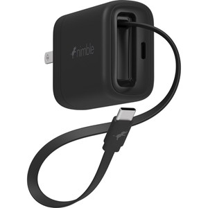 Nimble WALLY Stretch Retractable USB-C Wall Charger, Black - main view