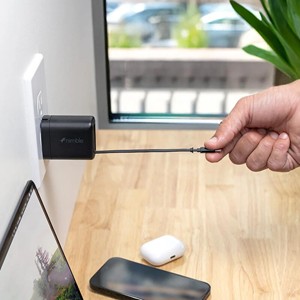 Nimble WALLY Stretch Retractable USB-C Wall Charger, Black -  1