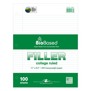 Roaring Spring BioBased College Ruled Filler Paper 11 in. x 8.5 in., 100 Sheets - main view