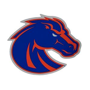 Boise State Decal Bronco Head Royal/Orange Dizzler 3"