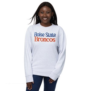Boise State Women’s Crewneck Sweatshirt - Broncos Wordmark Sport Fleece by ZooZatz -  ash