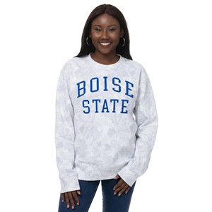 Boise State Women’s Crewneck - Leaf Pattern Gray by ZooZatz - main view