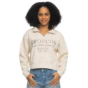 Image of BOISE STATE WOMEN 1/4 ZIP CROP CREW TONAL -  sand