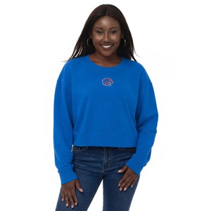 Boise State Women’s Crewneck - Left Chest Bronco Logo Royal Blue by ZooZatz - main view
