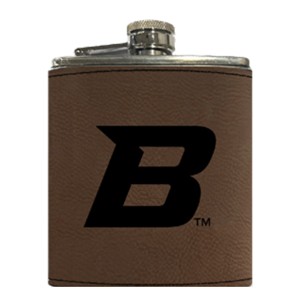 Boise State Flask - Leather B by Timeless Etchings - main view