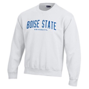 Boise State Crewneck - Thick Embroidered Wordmark by Big Cotton - white (SKU: 13142377521) Boise State Crewneck - Thick Embroidered Wordmark by Big Cotton - white