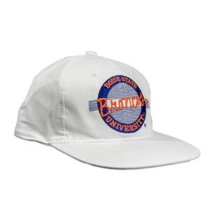 Image of Boise State White Hat Circle Script Broncos Snapback by MV Sports