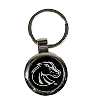 Image of Boise State Key Chain Engraved Black Round