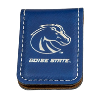 Image of BOISE STATE MONEY CLIP LEATHERETTE BRONCO -  bluesilver