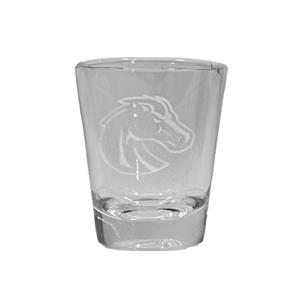 Image of Boise State Etched Shot Glass Bronco Logo