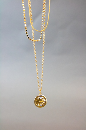 Image of Boise State 3 Tiered Necklace Light Chains With Bronco Head