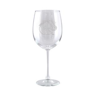 Boise State Stem Wine Glass, 19 oz White/Clear Bronco Logo by Spirit Products