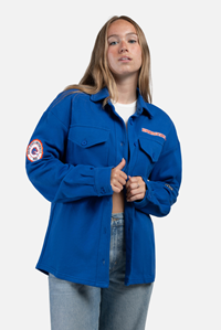 Boise State Women Shacket Left Chest Wordmark Logo-Royal