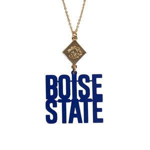 Boise State Necklace - Laser Cut Wordmark Stack by Emerson Street -  gold