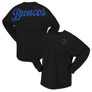 Boise State Women’s Long Sleeve T-Shirt - Bronco Logo and Script Back by Spirit Jersey - main view