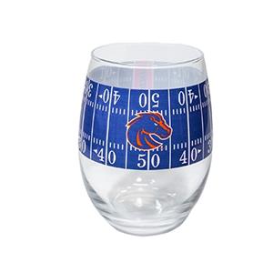 Boise State Stemless Wine Glass Blue Turf