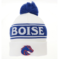Image of BOISE STATE BEANIE WORMARK CENTER POM/CUFF ROYAL-ORANGE -  white