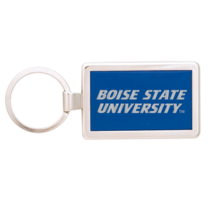 Image of Boise State Keychain Rectangular Wordmark Ryl/Silver