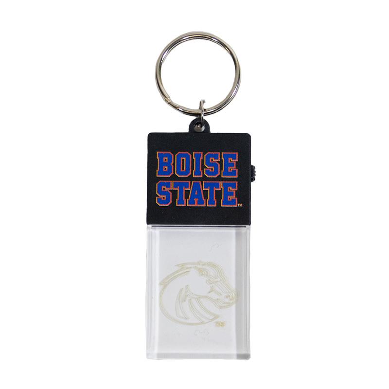 Boise State Keychain - Light-Up Etched Athletic Logo by Spirit Products (Black/Clear) (SKU 13071370545) Boise State Keychain - Light-Up Etched Athletic Logo by Spirit Products (Black/Clear) - main view