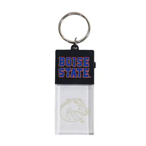 Image of Boise State Keychain - Light-Up Etched Athletic Logo by Spirit Products (Black/Clear)
