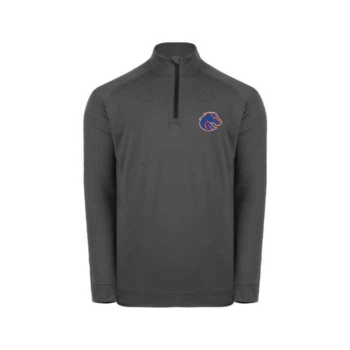 5- Boise State 1/4 Zip Pullover - Athletic Logo Left Chest, Charcoal by Swannies (SKU 13449285623) 5- Boise State 1/4 Zip Pullover - Athletic Logo Left Chest, Charcoal by Swannies - main view