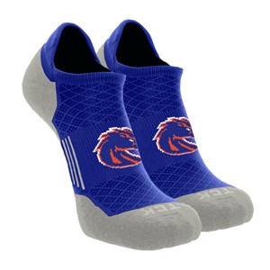 Boise State No-Show Tour Socks - Bronco Logo Royal Blue/Gray by Twin City Knitting Company - main view