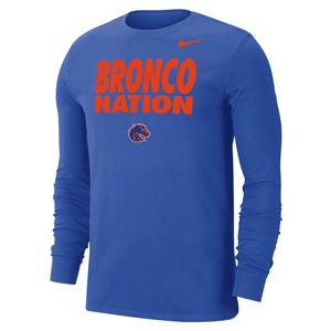 Boise State Long Sleeve T-Shirt - Bronco Nation Over Logo by Nike - main view