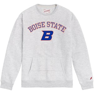 Boise State Pocket Crewneck - Arch B Logo Heather Gray by League - main view