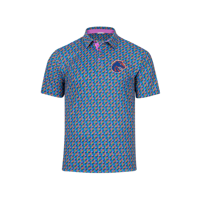 Boise State Polo - SloMo Allover Print, Athletic Logo Left Chest by Swannies (SKU 13449063623) Boise State Polo - SloMo Allover Print, Athletic Logo Left Chest by Swannies - main view